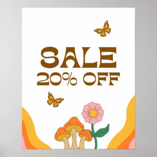 20% Sale Sign, Retail Sale Signage, Retro Sale Poster