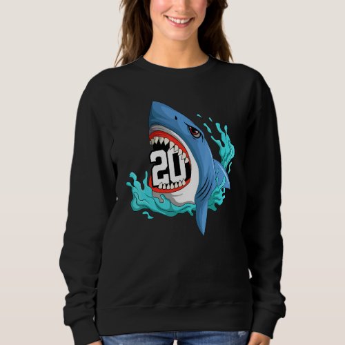 20 Shark Birthday Animal Themed Bday Party Celebra Sweatshirt