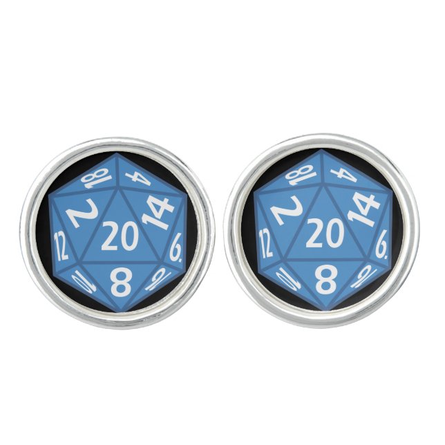 20 Sided Dice Cufflinks (Front)