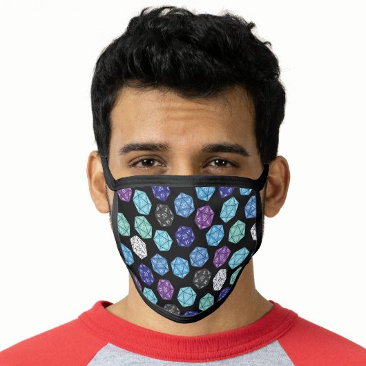 20 Sided Dice DND Dungeons Dragons Game Face Mask (Worn Him)