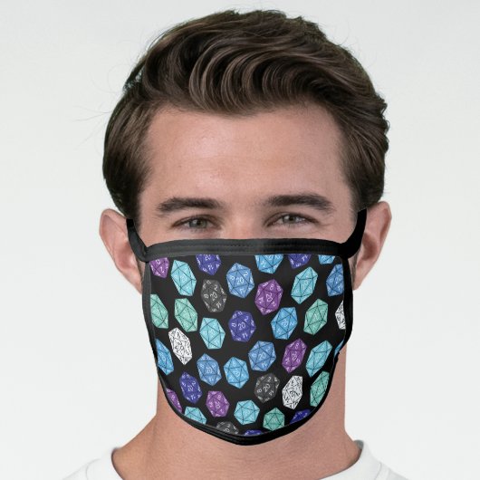 20 Sided Dice DND Dungeons Dragons Game Face Mask (Worn Him)