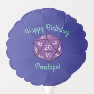 20 Sided Dice DND Games Kids Birthday Party Balloon