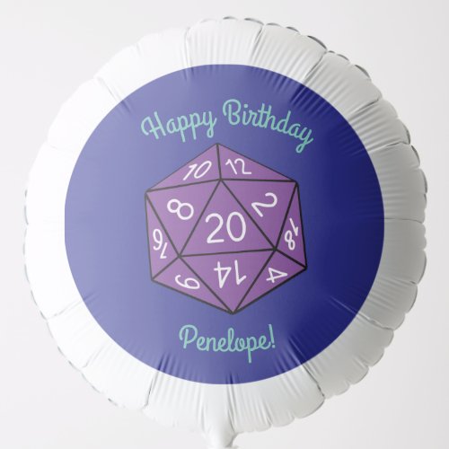 20 Sided Dice DND Games Kids Birthday Party Balloon