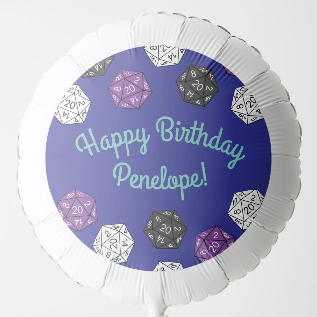 20 Sided Dice DND Games Kids Birthday Party Balloon (Front)