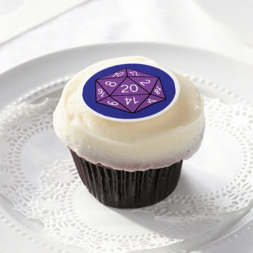 20 Sided Dice DND Games Kids Birthday Party Edible Frosting Rounds