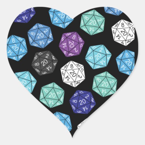20 Sided Dice DND Games Kids Birthday Party Heart Sticker