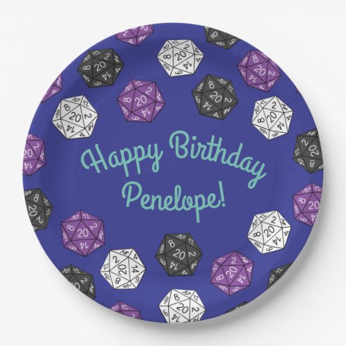 20 Sided Dice DND Games Kids Birthday Party Paper Plates