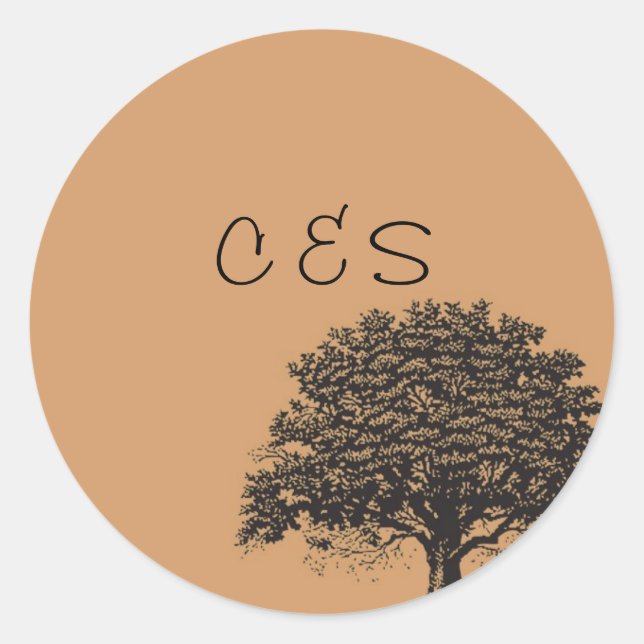 20 Spring Tree Brown/Black Wedding Favor Stickers (Front)