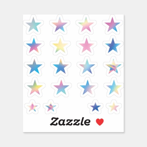 20 Stars Pastel Rainbow Hologram Planner Sticker