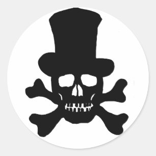 20 Stickers Poison Skull and Crossbones Top Hat