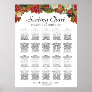 20 Table Autumn Floral Wedding Seating Chart
