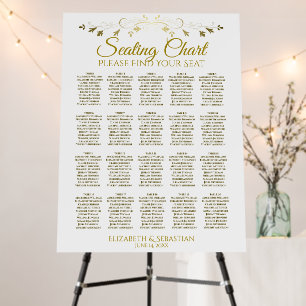 20 Table Elegant Gold & White Seating Chart Foam Board
