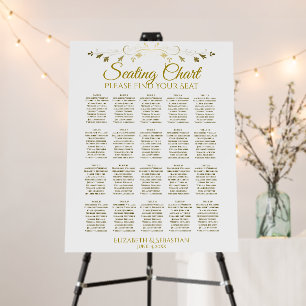 20 Table Elegant Gold & White Seating Chart Foam Board