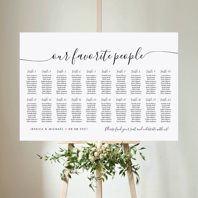20 Table Elegant Our Favorite People Seating Chart Foam Board (Creator Uploaded)