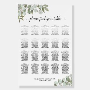 20 Table Eucalyptus Greenery Wedding Seating Chart Foam Board