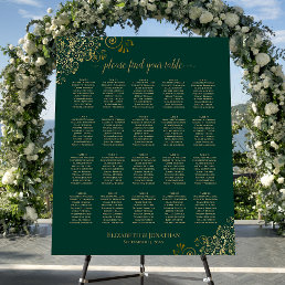 20 Table Gold Frills Wedding Seating Chart Emerald Foam Board