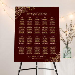 20 Table Gold Lace Seating Chart Auburn Brown Foam Board