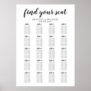 20 Table Large Wedding Guest Seating Chart