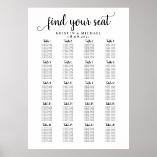 20 Table Large Wedding Guest Seating Chart
