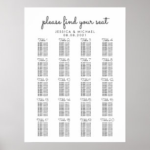 20 Table Large Wedding Guest Seating Chart