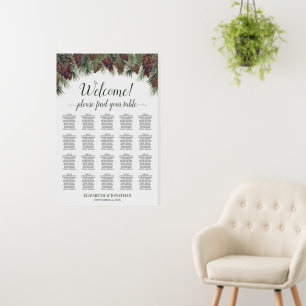 20 Table Pinecones & Boughs Wedding Seating Chart Foam Board