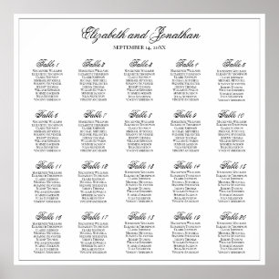 20 Table Simple Elegance Wedding Seating Chart