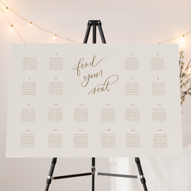 20 Table Wedding Reception Seating Chart Sign (In Situ (Stand))