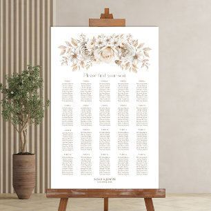 20 Table White Floral Wedding Seating Chart