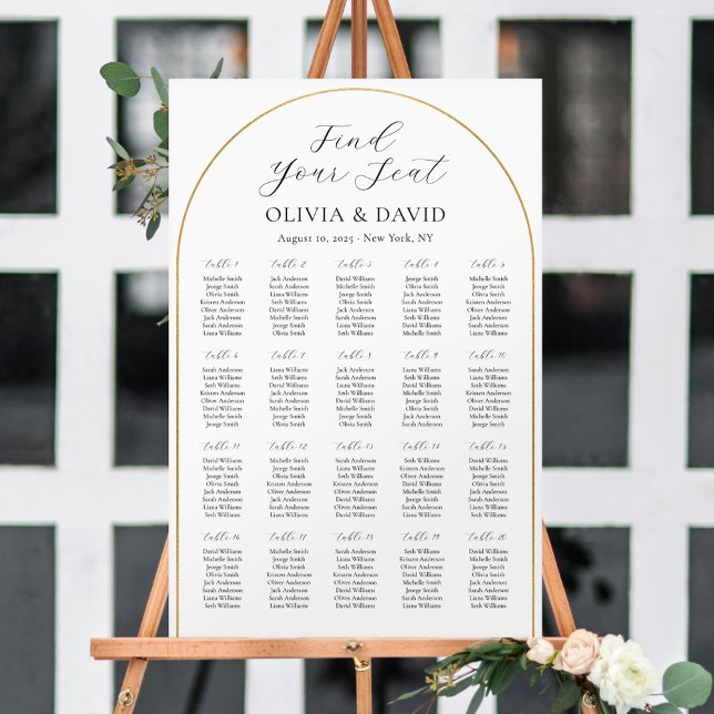 20 Tables Gold Arch Find Your Seat Seating Chart Foam Board (Creator Uploaded)