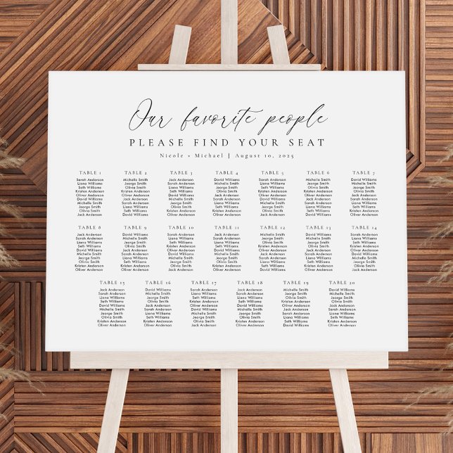20 Tables Our Favorite People Seating Chart Plan (Creator Uploaded)