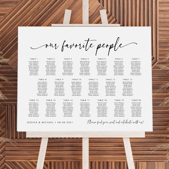 20 Tables Our Favorite People Seating Chart Plan Foam Board (Creator Uploaded)