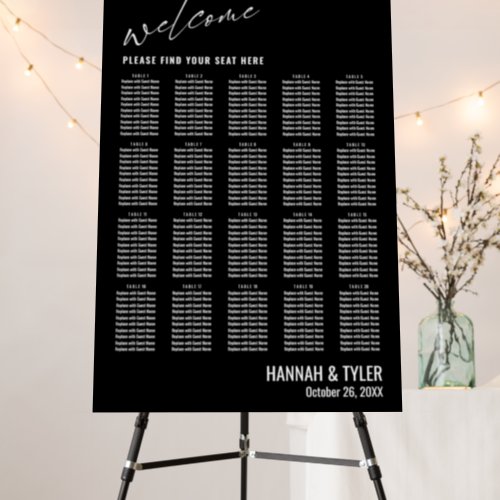 20 Tables Wedding Reception Black Seating Chart Foam Board