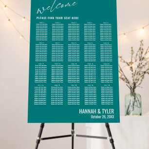 20 Tables Wedding Reception Teal Seating Chart Foam Board