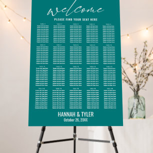20 Tables Wedding Reception Teal Seating Chart Foam Board