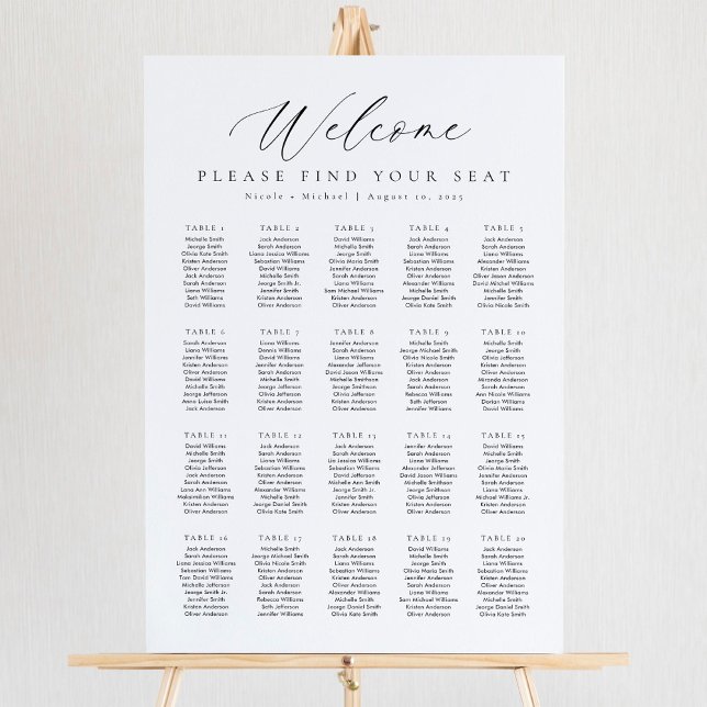 20 Tables Welcome Seating Chart Foam Board (Creator Uploaded)
