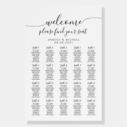 20 Tables Welcome Wedding 200 Guests Seating Chart Foam Board | Zazzle
