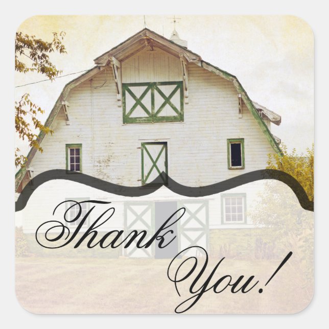 20 Thank You Stickers Sunset Barn Country Rustic F (Front)