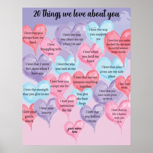 20 things we love you poster
