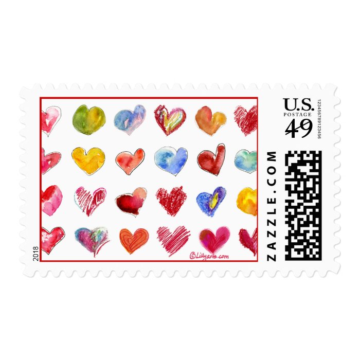 20 Valentine Hearts Small Size Postage Stamps