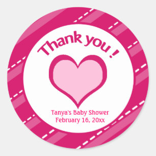 20 Valentines Day Heart Thank you Stickers