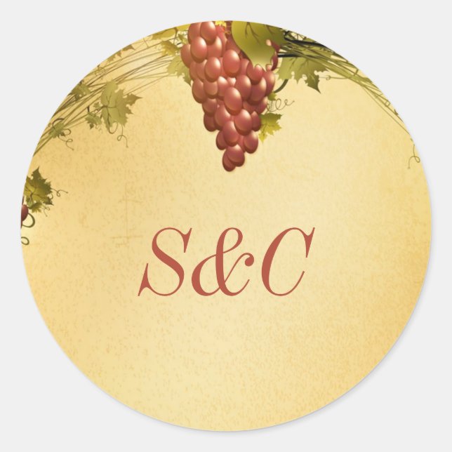 20 Vineyard Wedding Favor Stickers (Front)