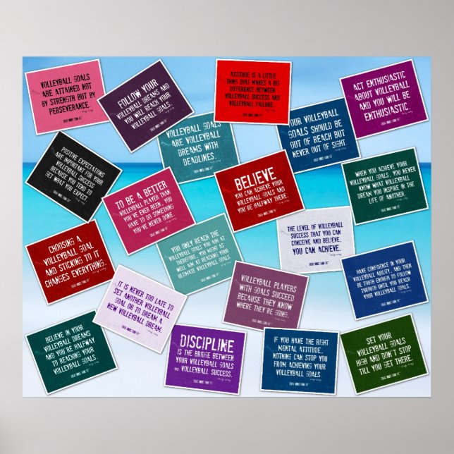 20 Volleyball Quotes in Color Poster (Front)