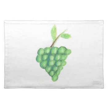 20"x14" Table Place Mat Green Grapes - Pastel Art by ELGRECOART at Zazzle