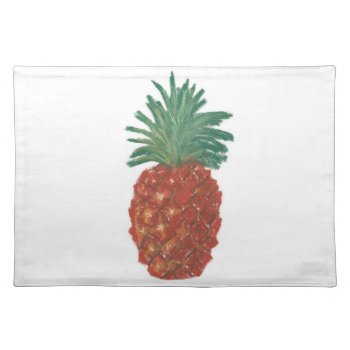 20"x14" Table Place Mat Pineapple - Pastel Art by ELGRECOART at Zazzle