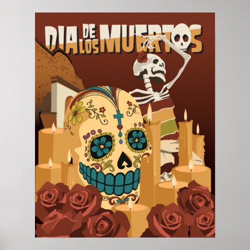 20x16 Dia De Los Muertos Sugar Skull Poster