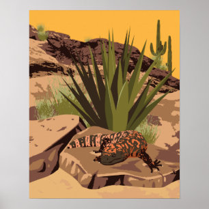 20"x16" Southwest Gila Monster Poster