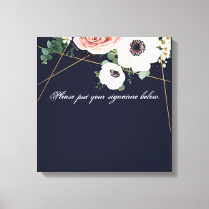 20"x20" Signature Canvas Geometric Garden Navy Blu Print