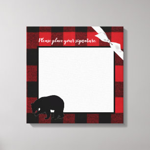 20"x20" Signature Canvas Red Buffalo Plaid Bear Print