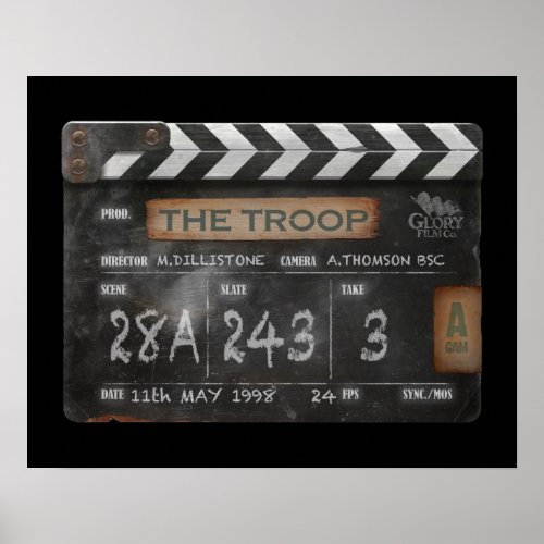 20 x 16 Troop Film Vintage Clapperboard Poster