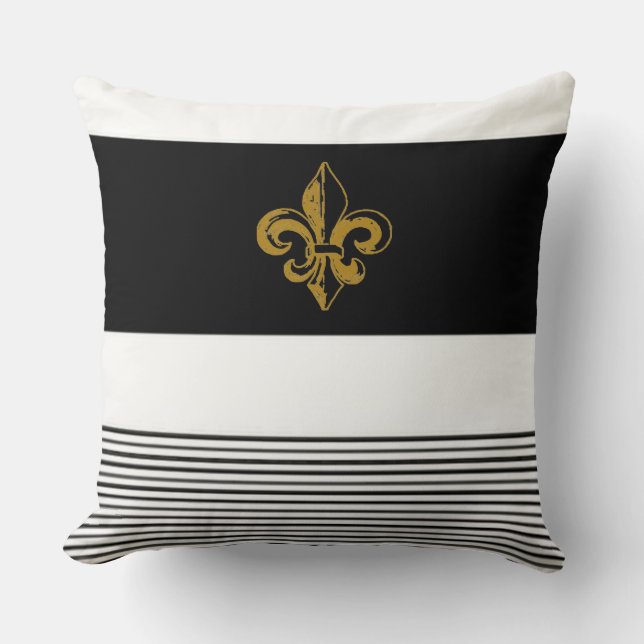 20 X 20 BLACK & WHITE FLEUR DE LIS PILLOW (Front)
